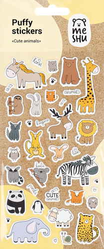 

Наклейки объемные MESHU Cute animals 10х24 см, 38 шт