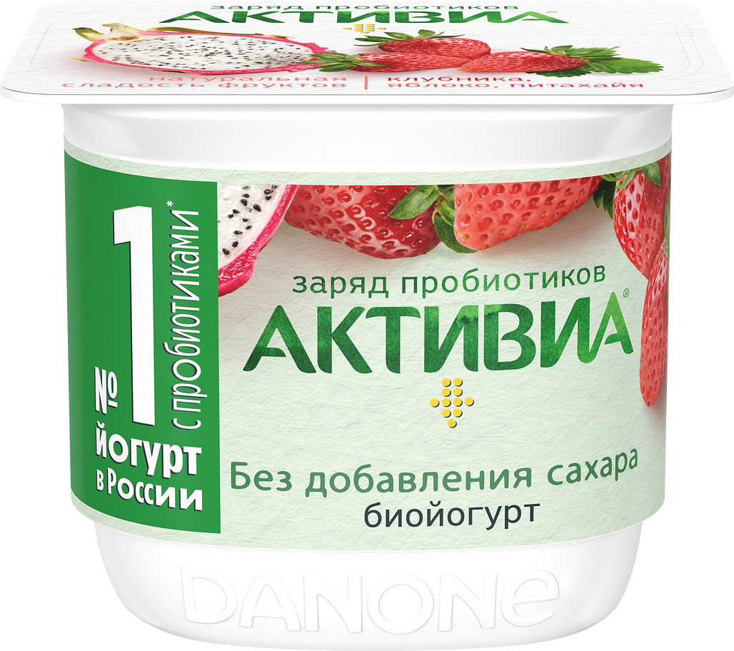 

Биойогурт Активиа Клубника яблоко и питахайя 2.9%