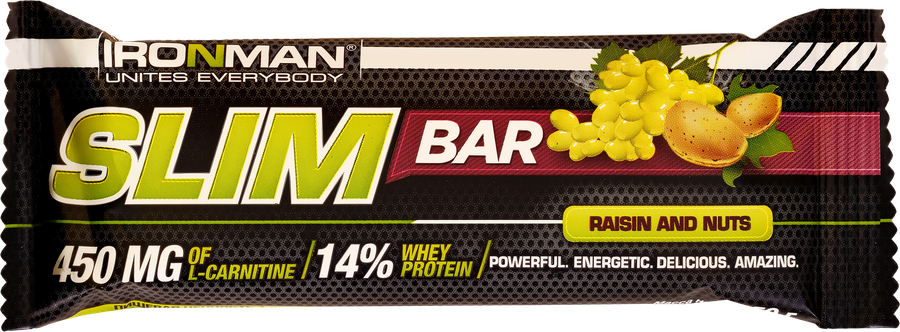 

Батончик Ironman Slim Bar Изюм-орех, в темной глазури, с L-карнитином 50 г