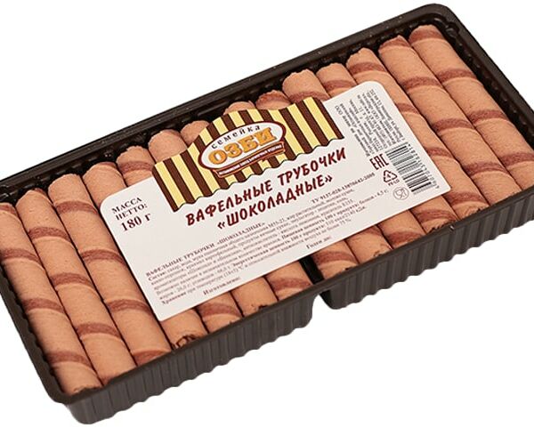 Трубочки вафельные Семейка Озби Шоколадные 180г