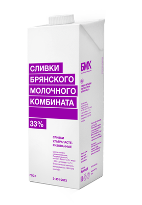 Сливки ультрапастеризованные 33% Брянский МК, 1 кг