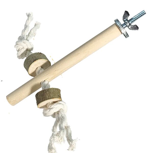 Жердочка с канатом и кольцами для попугаев, 15 см