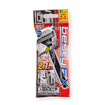 Станок бритвенный мужской одноразовый Besty Ex с двойным лезвием и увлажняющей полоской, Kai, 2+1 шт., Япония