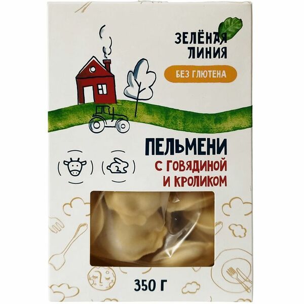 Пельмени Зелёная Линия с говядиной и кроликом без глютена, 350 г