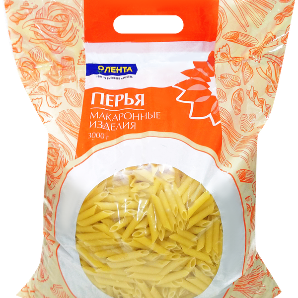 Макароны ЛЕНТА Перья ребристые группа А высший сорт