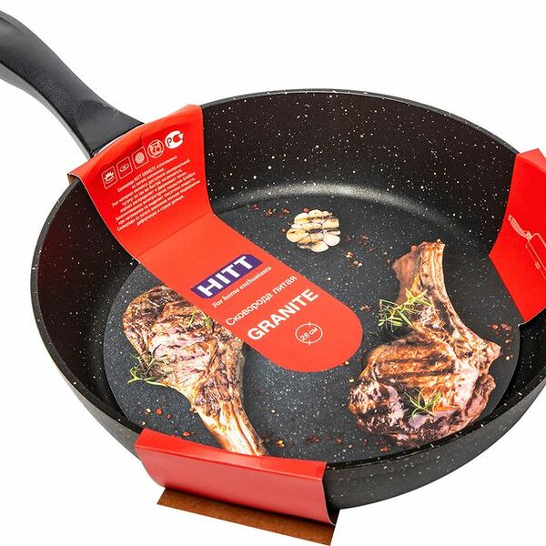 Сковорода Hitt литой алюминий с антипригарным покрытием без крышки, 28см