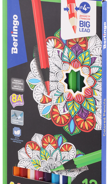Набор цветных карандашей BERLINGO SuperSoft Blackwood, 12 цветов
