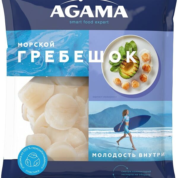 Морской гребешок Agama филе свежемороженый 250г