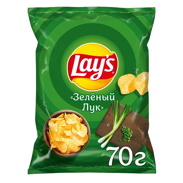 Картофельные чипсы Lay's со вкусом Зеленого Лука 70 г
