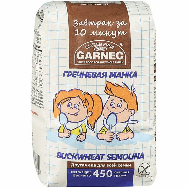 Крупка безглютеновая GARNEC Гречневая манка