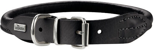 Hunter ошейник кожаный Round&Soft Elk 46 - 51 см., Черный