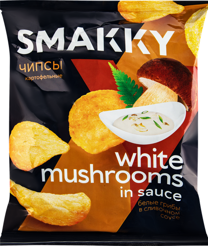 

Чипсы картофельные Smakky со вкусом белых грибов в сливочном соусе, 90 г