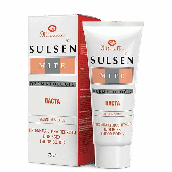 Паста Mirrolla Sulsen Mite профилактика перхоти для всех типов волос 75 мл