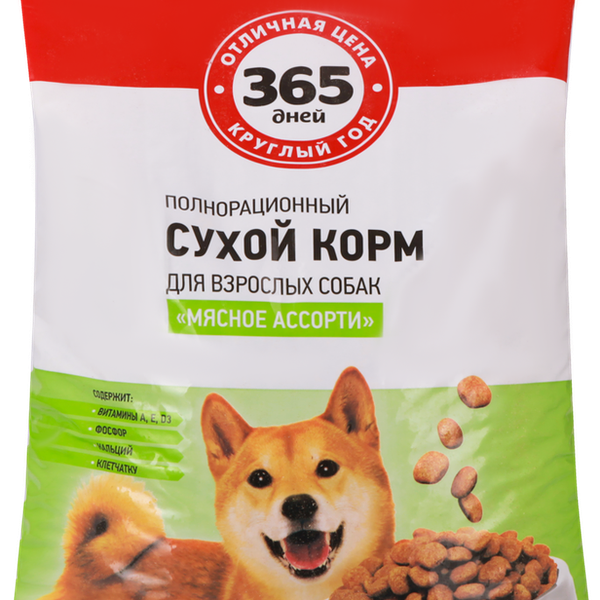 Корм сухой для собак 365 ДНЕЙ Мясное ассорти