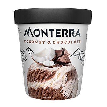 Мороженое Monterra сливочное двухслойное кокос, шоколад бзмж 
