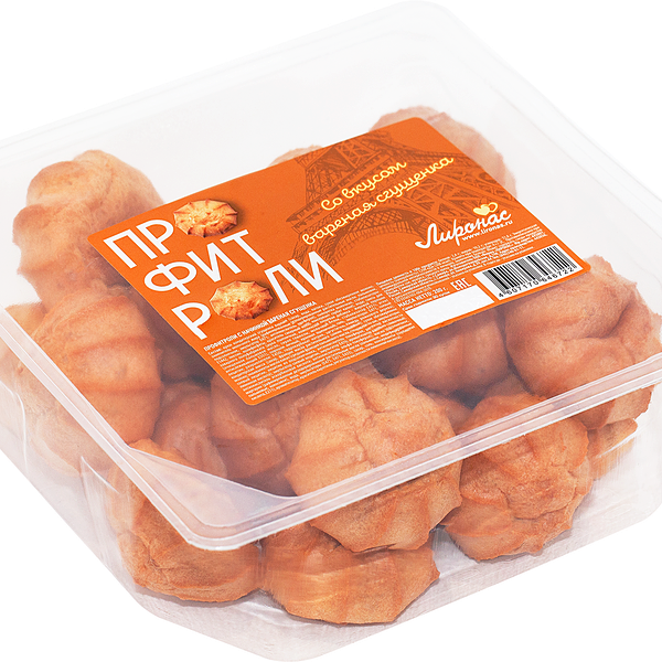 Профитроли ЛИРОНАС с начинкой вареная сгущенка, 200г