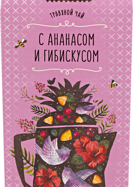 Чай травяной ТРАВЫ И ПЧЕЛЫ с ананасом и гибискусом листовой