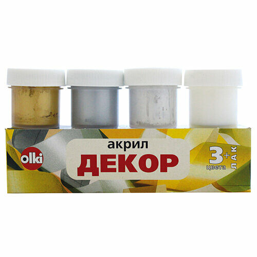 2025 Краски акриловые дизайн 'Декор', 3 цвета + лак, Olki