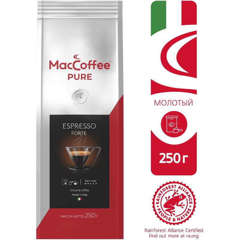 

Кофе MacCoffee Pure Espresso Forte жареный молотый 250 г