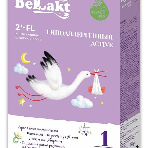 Смесь сухая начальная Гипоаллергенный Active 1 ДП к/кор вес 300г. с рождения до 6 месяцев Беллакт