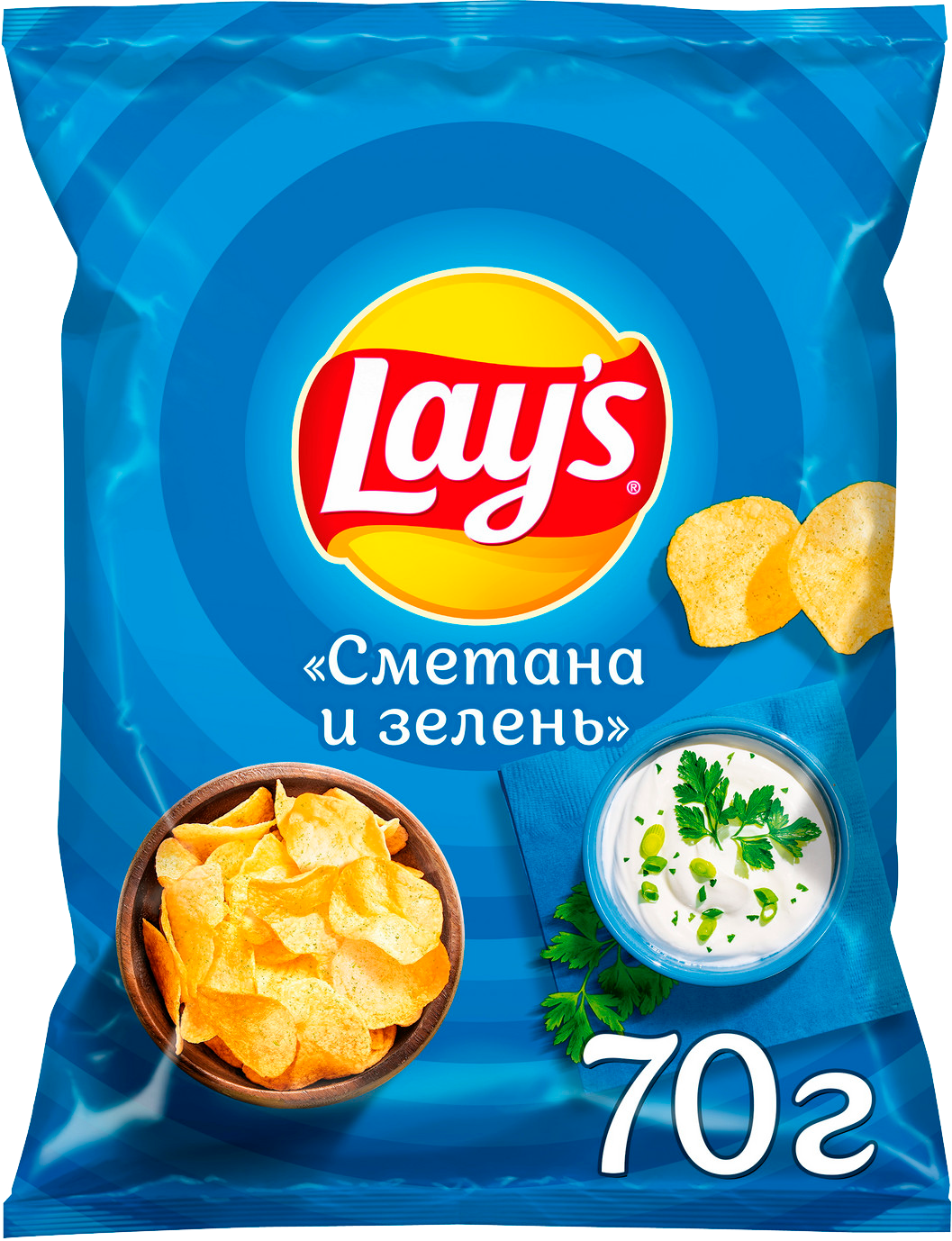 

Чипсы Lays картофельные сметана и зелень