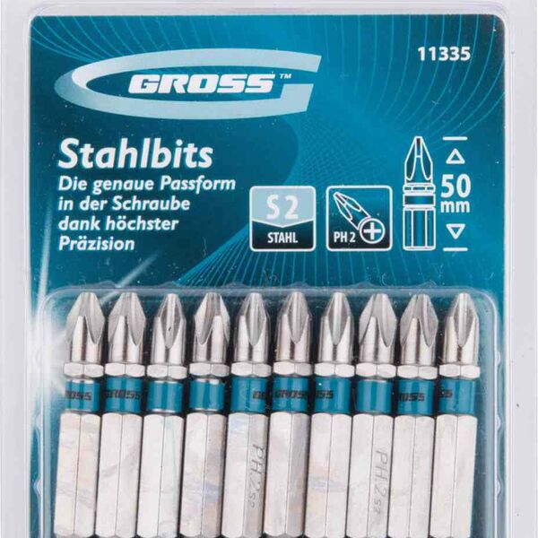 Набор бит Gross PH2x50 S2 50 мм, 10 шт.