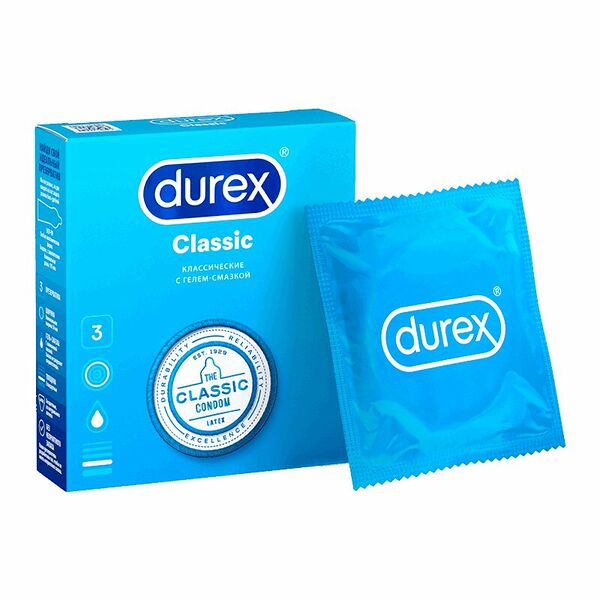 Презервативы Durex Classic 3 шт классические с гелем-смазкой