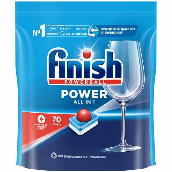 Таблетки для посудомоечных машин Finish Power, 70 таблеток