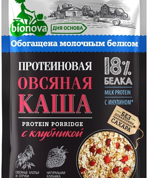 Каша овсяная Bionova Протеиновая с клубникой 40г