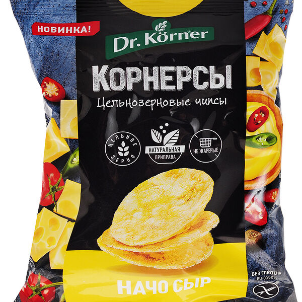 Чипсы кукурузно-рисовые Dr. Korner Начо сыр, цельнозерновые