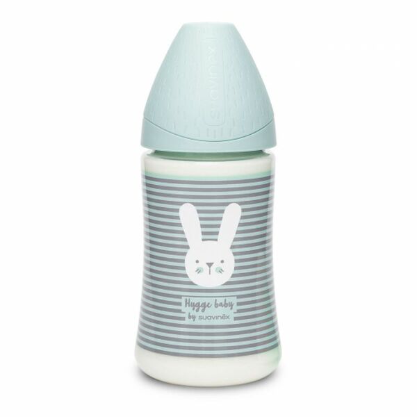 Suavinex Hugge Baby Бутылочка для кормления с круглой силиконовой соской 270 мл