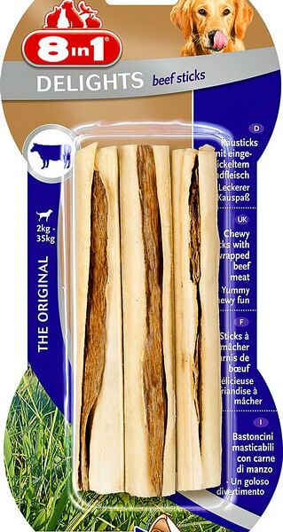 Палочки с говядиной 8in1 Delights Beef M для мелких и средних собак 13 см 3 шт