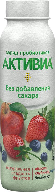 

Биойогурт Активиа питьевой яблоко-клубника-черника без сахара 1.5%