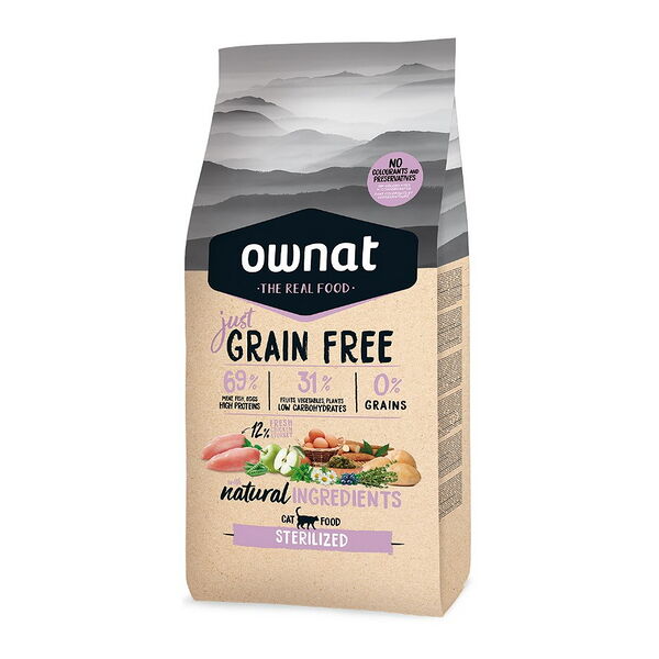 Grain Free Just сухой корм Ownat для стерилизованных кошек беззерновой с курицей