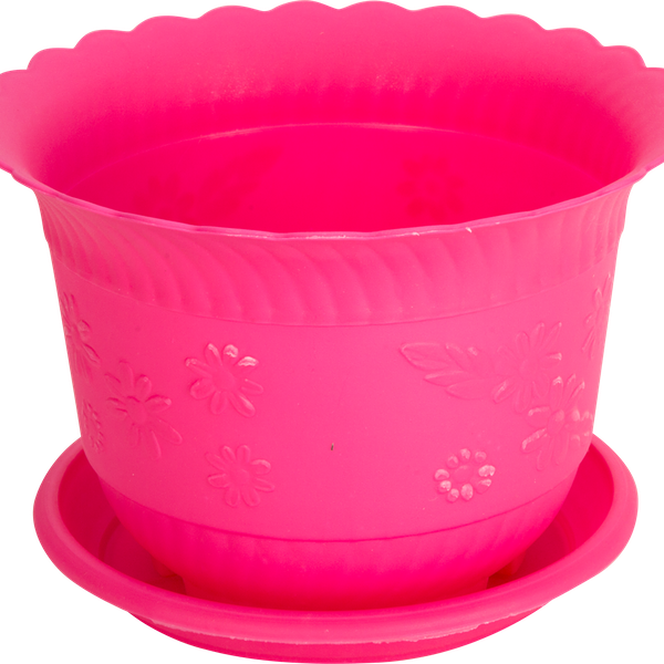 Горшок для цветов с поддоном Ромашки d=20см, пластиковый