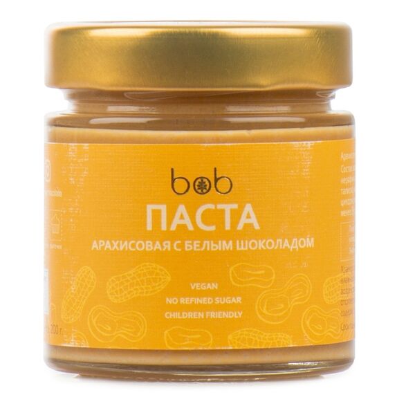 Паста арахисовая BOB с белым веганским шоколадом