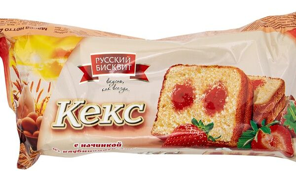 Кекс Русский бисквит Клубничный 225г