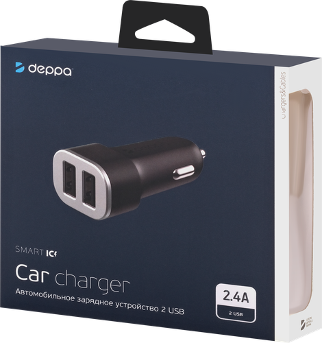

Устройство зарядное автомобильное Deppa Ultra 2 USB 2.4А, черный