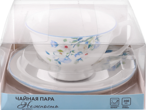 

Чайная пара Homeclub Нежность 200 мл, фарфор, в ассортименте