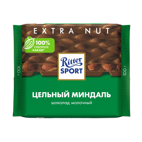 Шоколад Ritter Sport Extra Nut молочный цельный миндаль 100 г