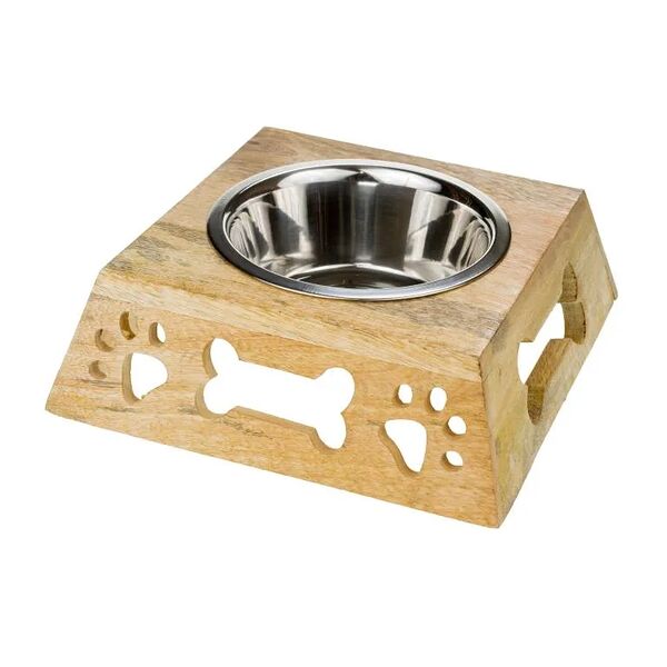 Миска металл в квадратной подставке дерево Small