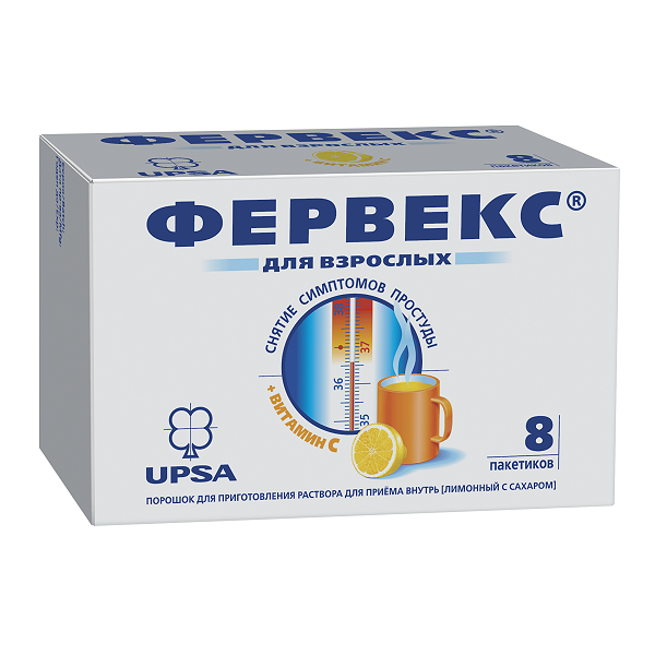 Фервекс 8 шт порошок для взрослых лимонный с сахаром
