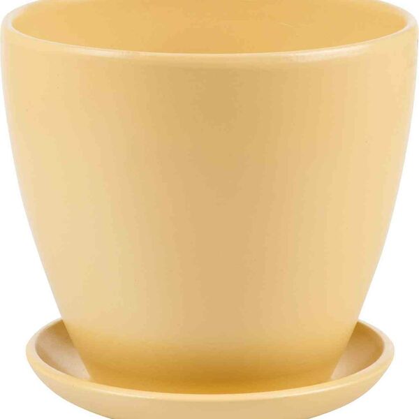Горшок керамический Бутон с подставкой цвет: бежевый