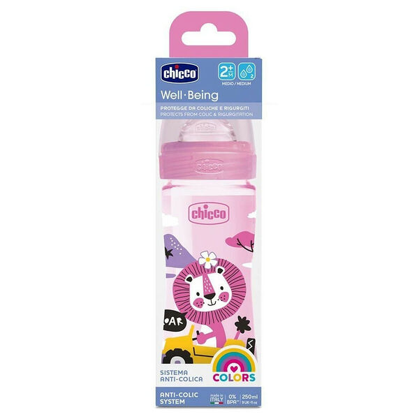 Бутылочка Well-Being Girl, 2 мес+, 250 мл., с силиконовой соской, средний поток, 340728583