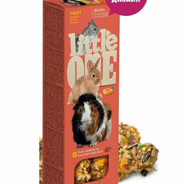 Лакомство для грызунов Little One Палочки для морских свинок, кроликов и шиншилл с фруктами 120 г