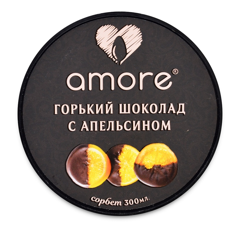 

Мороженое Amore Горький шоколад с апельсином сорбет ведерко 300 мл