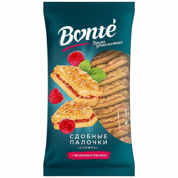Палочки Bonte Снежка сдобные с малиновым джемом 370 г