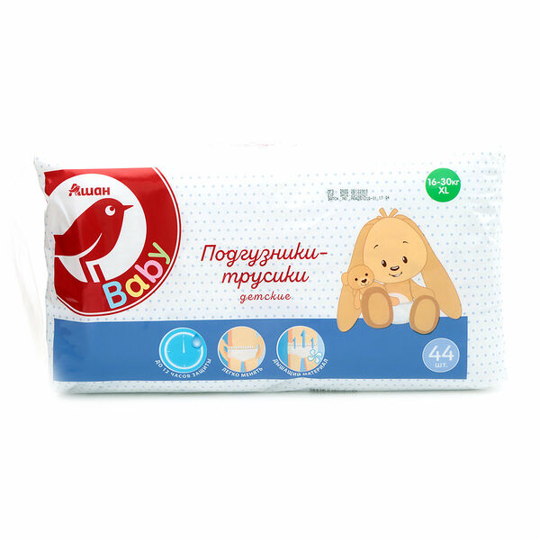 Трусики-подгузники АШАН Красная птица XL (16-30 кг) 6 размер, 44 шт