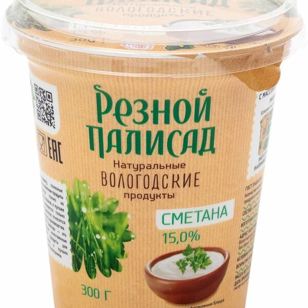 Сметана Резной Палисад 15%, 300г
