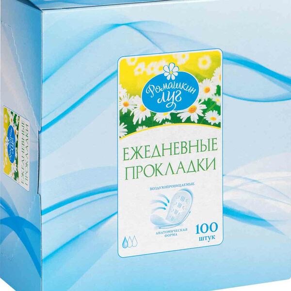 Прокладки ежедневные Ромашкин луг воздухопроницаемые с анатомической формой, 100 шт.